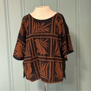 Black and Brown Stitch Patterned Women's Top by Sister Mary